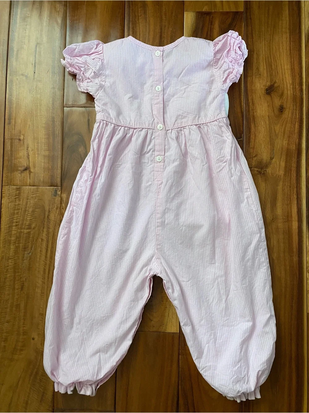 Cecil and Lou Boutique Pink Gingham Smocked Turkey Thanksgiving Romper Size 2t